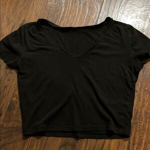 Classic Black V-Neck Women's Cropped Top
